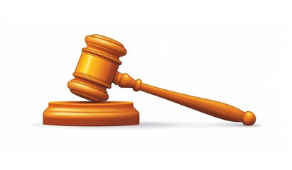 Simple vector graphic of an open wooden gavel on a white background