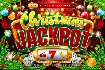 christmas jackpot 3d text effect and editable text effect with christmas background