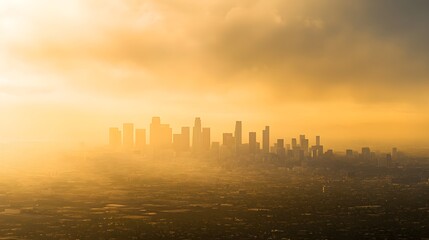 Obraz premium Dense Smog Hanging Over Urban City Skyline