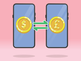 Smartphone Coin Money Exchange Dollar Poundsterling