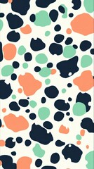 Fototapeta premium Abstract pattern featuring colorful blobs in navy, coral, and mint on a light background.