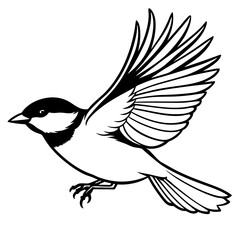 vector illustration of a black-capped-chickadee-flying