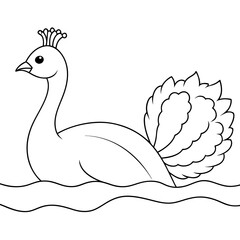 peacock-swimming line art