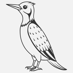 woodpecker-bird standing line art