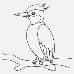 woodpecker-bird-sitting line art