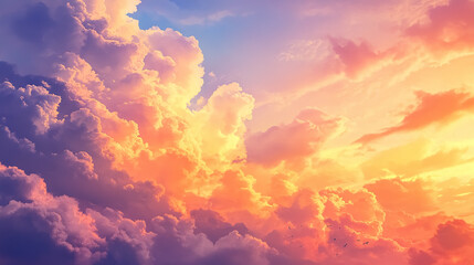 Fototapeta premium Sunset sky with clouds background.