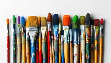 Colorful Paint Brushes in a Row for Art Projects