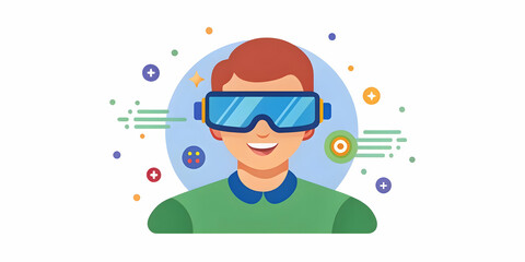 Close-up Macro Shot of a Face with AR Glasses Displaying Holographic Data - The Fusion of Technology and Happiness in Futuristic Remote Work