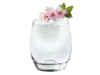 Sake Serenity a traditional sake glass filled with a clear delicate liquid garnished