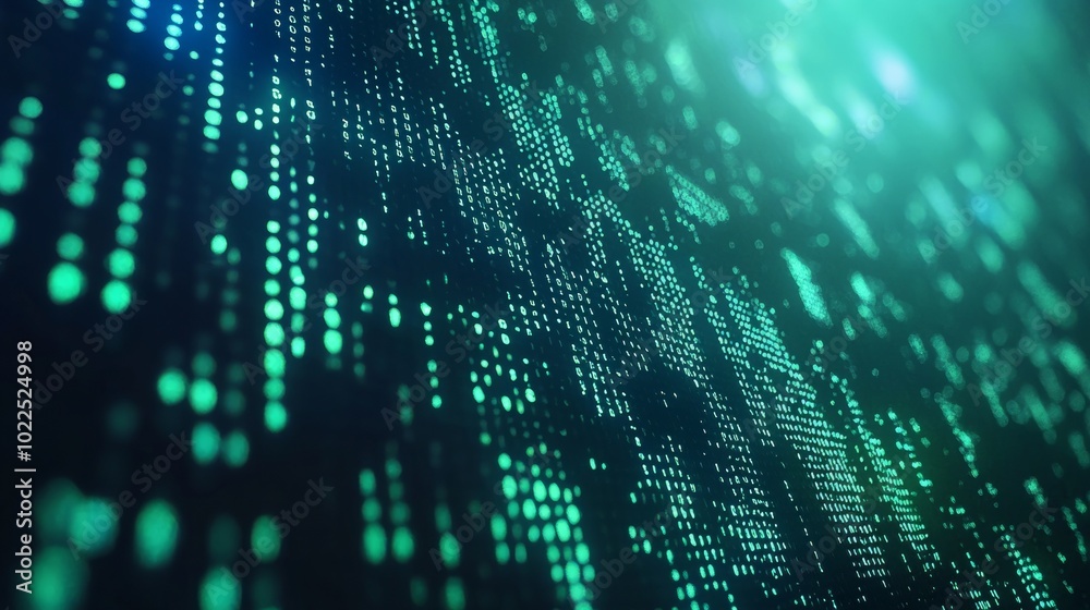 Aufkleber binary code matrix in green on futuristic blue background - tech perspective