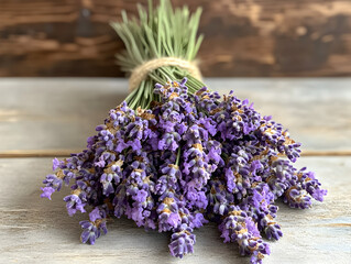 Fototapeta premium Fresh Organic Lavender Bouquet in Rustic Natural Beauty for Home Decor and Aromatherapy