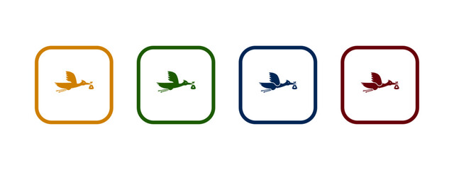 stork icon vector illustration. stork icon in different color design.