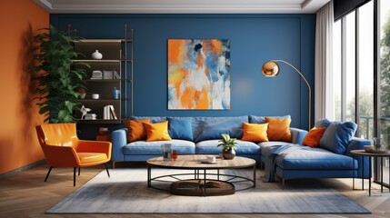 livingroom orange blue