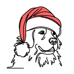 Cute dog wearing santa hat