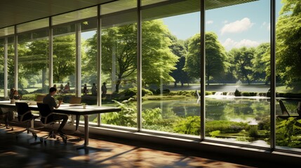 trees looking out office window