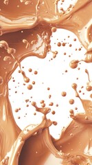 A dynamic splash of light brown liquid against a white background, evoking energy and movement.