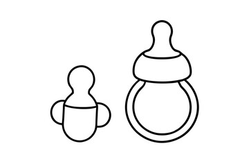 Baby bottle and pacifier vector | vector silhouette illustration on white background