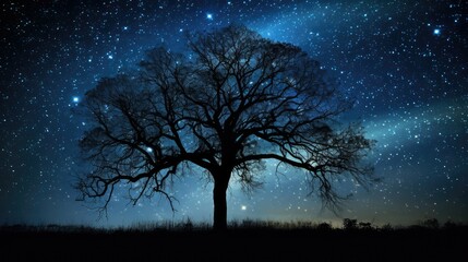 stars tree trunk silhouette