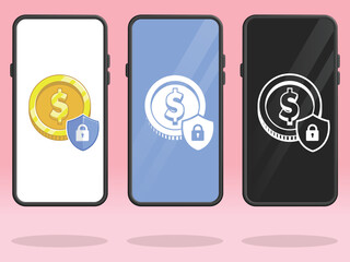 Smartphone Coin Shield Lock Transfer Security