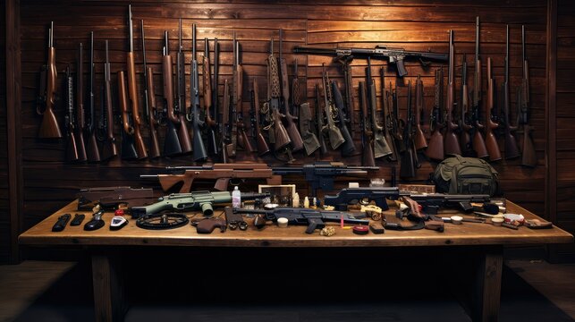 hands gun table