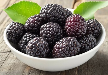 Fresh Blackberries in a White Bowl Ready to Enjoy