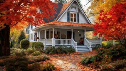 Obraz premium colorful beautiful autumn house
