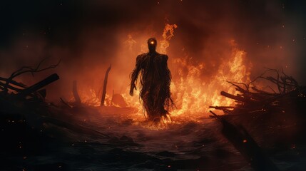 Fototapeta premium flames zombie fire