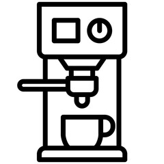 coffee machine icon, Black And White Outline Icon Symbol