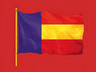 Vibrant Waving National Flag with Blue Red and Yellow Horizontal Stripes Representing Patriotism and Cultural Heritage