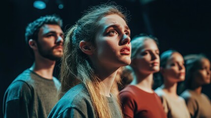 archetype shown by a group of people in a theater rehearsal, each portraying a distinct archetypal character in a play