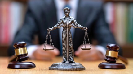 an arbitrator captured in a legal context, with the arbitrator presenting findings and recommendations to the involved parties