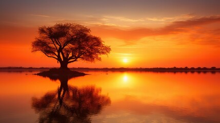 Obraz premium silhouette backgrounds orange