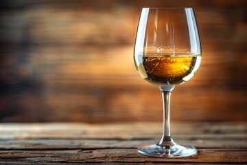 Glass of white wine on the table, copy space