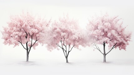 Naklejka premium pink trees isolated on white background