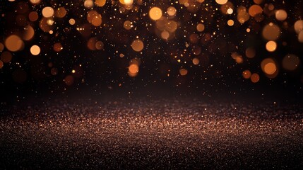 Obraz premium Sparkling golden bokeh lights on dark background