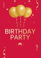 Vibrant Birthday Party Invitation in Red Background