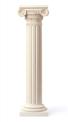 Classic white ancient greek column isolated on white background