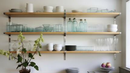 dishes glass shelving
