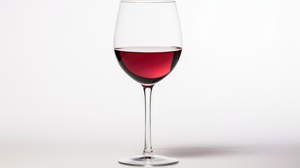 deep red wine glass white background