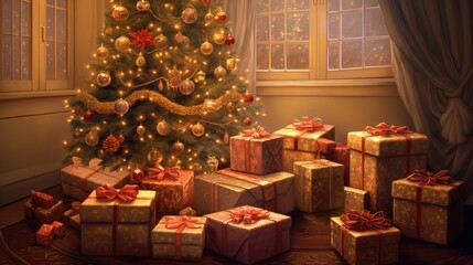 wrapping christmas gift boxes