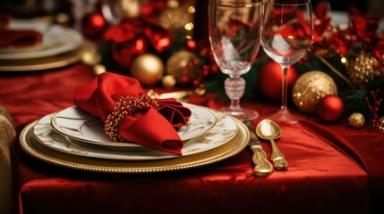 traditional holiday party table setting