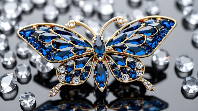Sapphire Butterfly Brooch