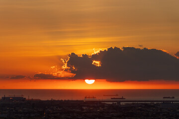 Sunset at the seaside in Taichung, Taiwan