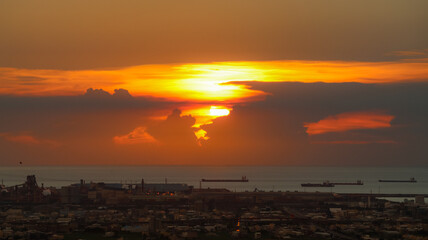 Sunset at the seaside in Taichung, Taiwan