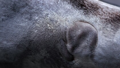 Fototapeta premium Close-up Texture of Seal Skin Showing the Detailed Wrinkles and Smooth Fur Around the Ear in Natural Lighting