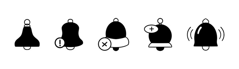 Sleek Notification Bell Icons for Mobile and Web Applications – Featuring Missed Alerts, Vibrate Mode, and Event Reminders