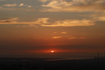 Obraz premium Sunset at the seaside in Taichung, Taiwan