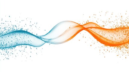 Abstract wave design with blue and orange colors, symbolizing flow and energy.