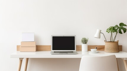 Fototapeta premium minimalist office with laptop