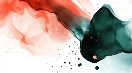 Fototapeta premium Abstract fluid art with swirling red and green hues, creating a dynamic visual effect.